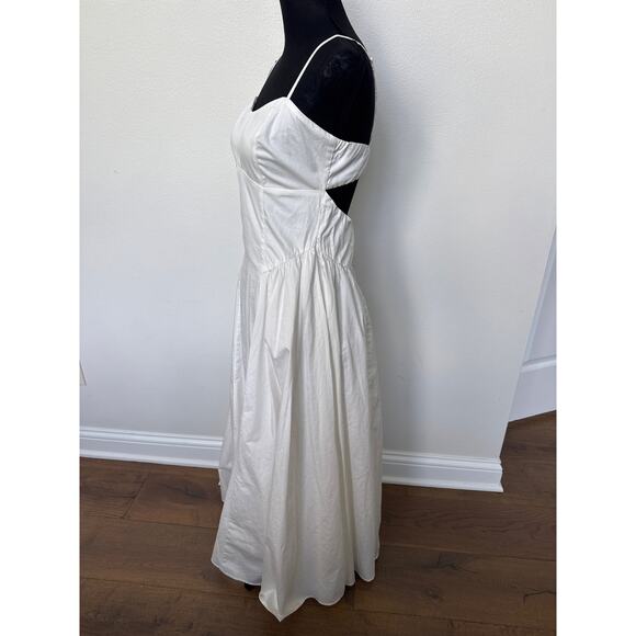 Abercrombie & Fitch Dipped Waist Sweetheart White Maxi Dress Cut Out Back M NWT - Picture 2 of 8
